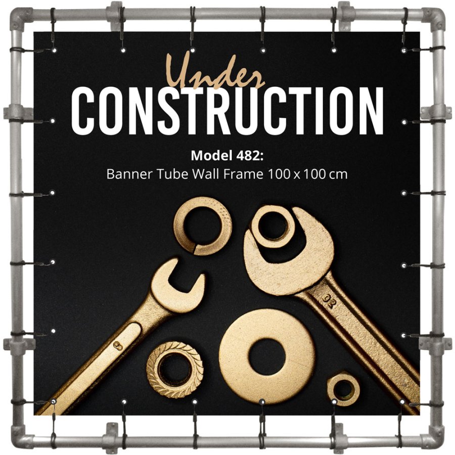 Banner Tube Wall Frame, ramme med v&aelig;gbeslag, af 48 mm alur&oslash;r, 100 x 100 cm