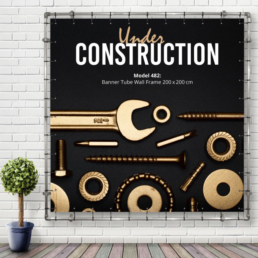Banner Tube Wall Frame, ramme med v&aelig;gbeslag, 200 x 200 cm