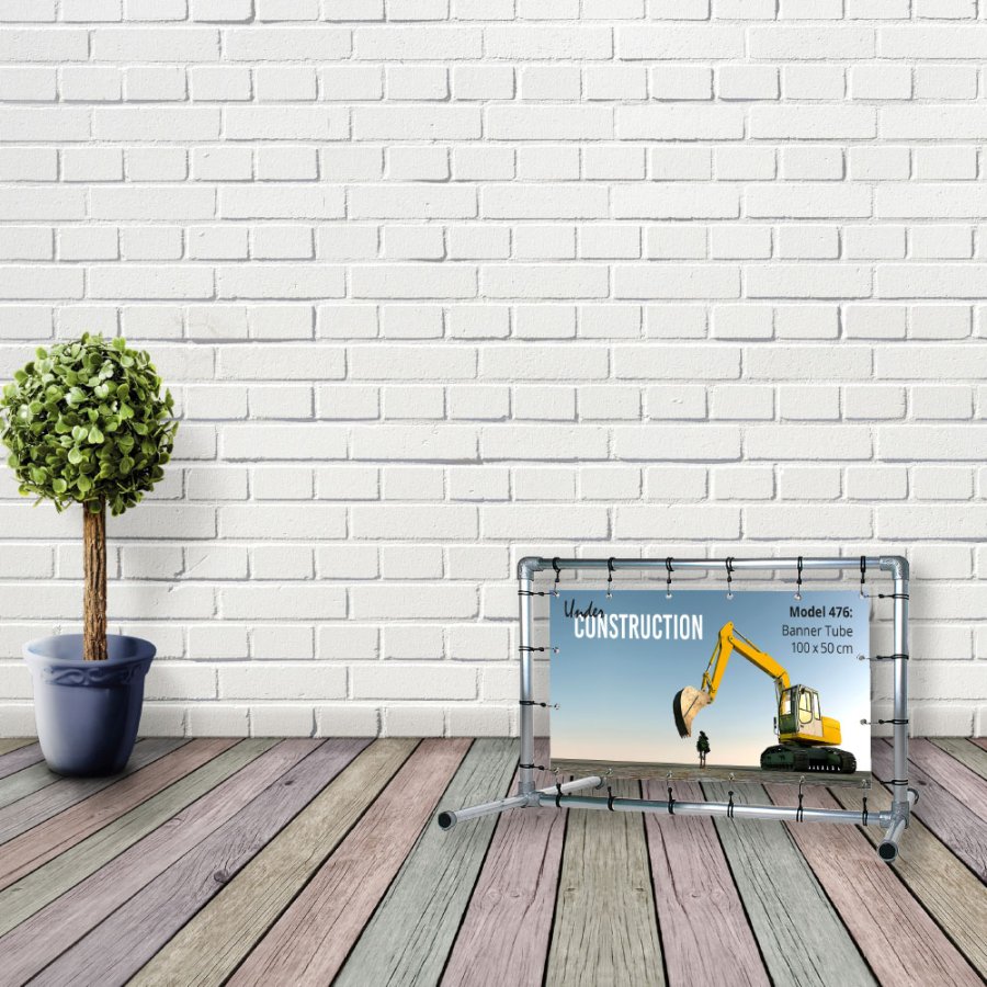 Banner Tube Freestanding Frame, fritst&aring;ende ramme af alur&oslash;r 0,3 mm / &Oslash; 48 mm - 100 x 50 cm