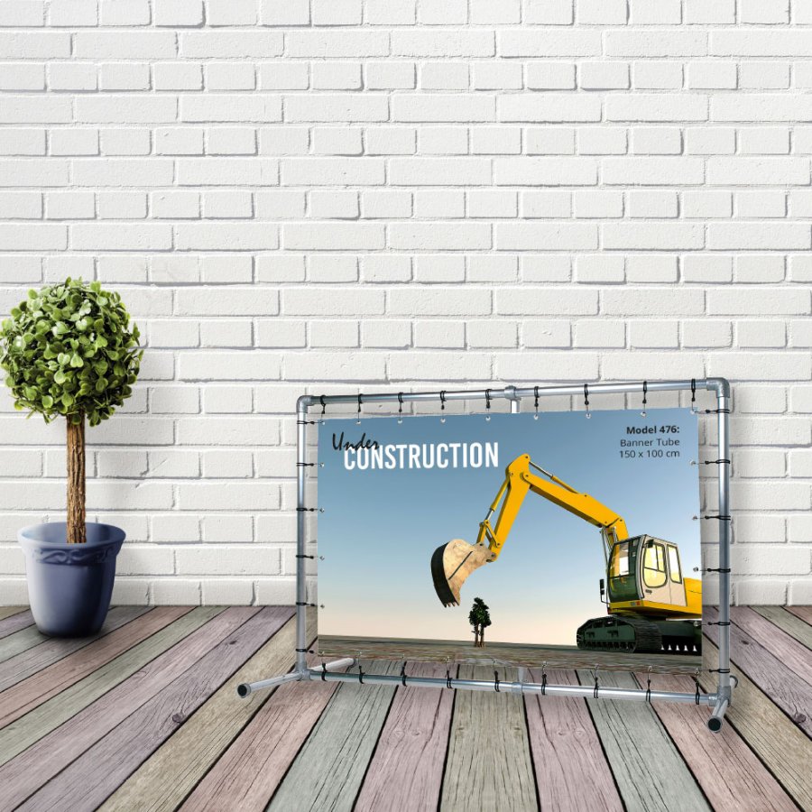 Banner Tube Freestanding Frame, fritst&aring;ende ramme af alur&oslash;r 0,3 mm / &Oslash; 48 mm - 150 x 100 cm