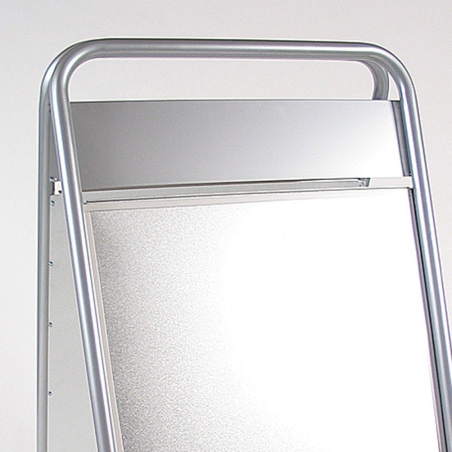 Expo Sign Lux Gadeskilt med logoplade og hjul - s&oslash;lv - 70 x 100 cm