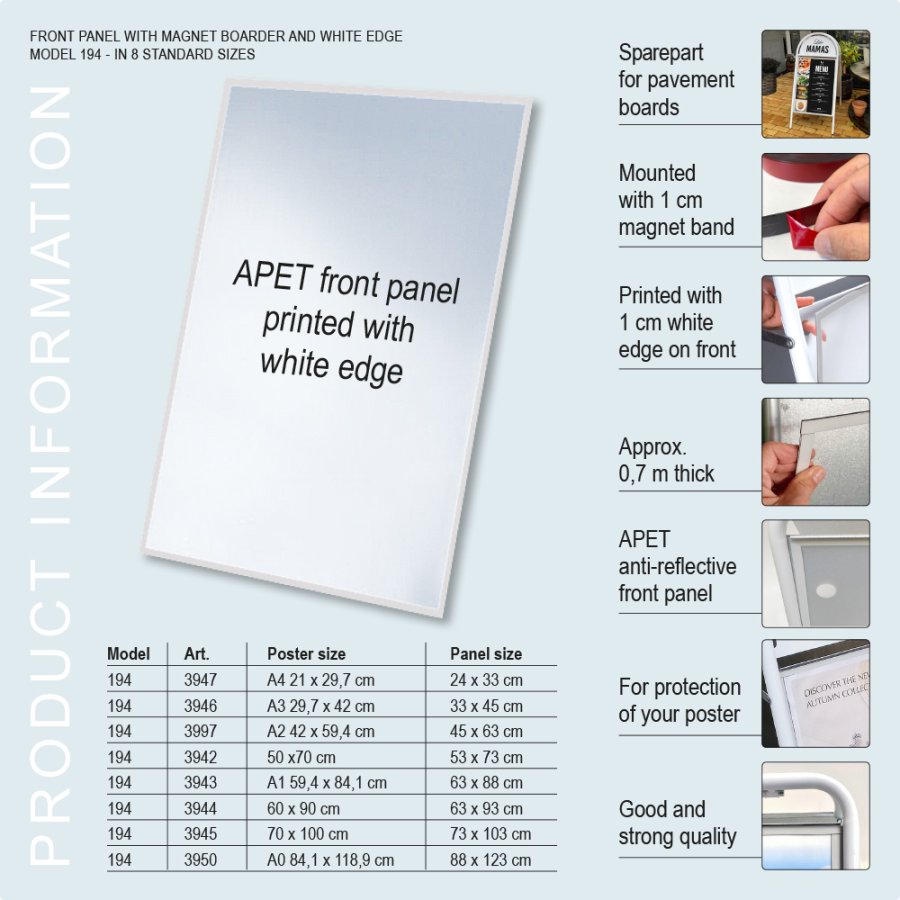 Frontplade PET magnetisk, 63 x 88 cm