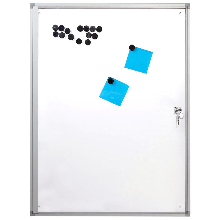 Infoboks med magnetisk whiteboard, l�s foran, 4 x A4, indend�rs, 51,5 x 68,5 cm