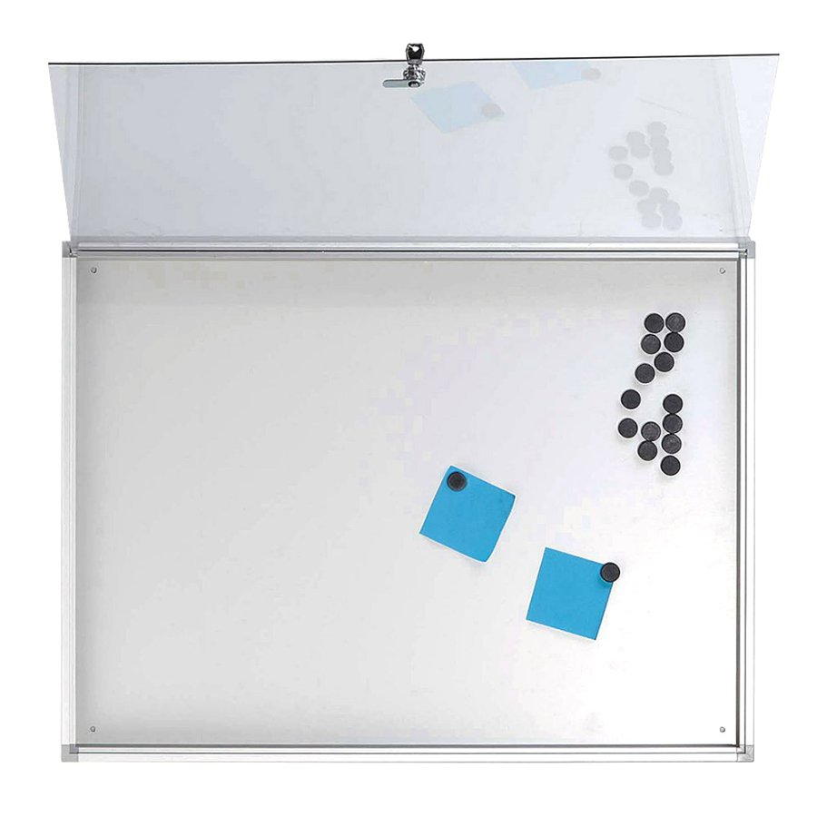 Infoboks med magnetisk whiteboard, l�s foran, 4 x A4, indend�rs, 51,5 x 68,5 cm