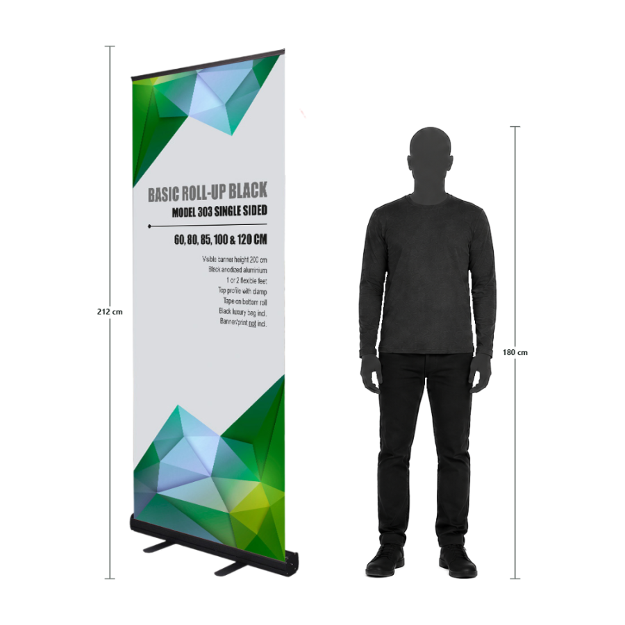 Roll-up kassette, Basic, enkeltsidet, sort, 85 cm